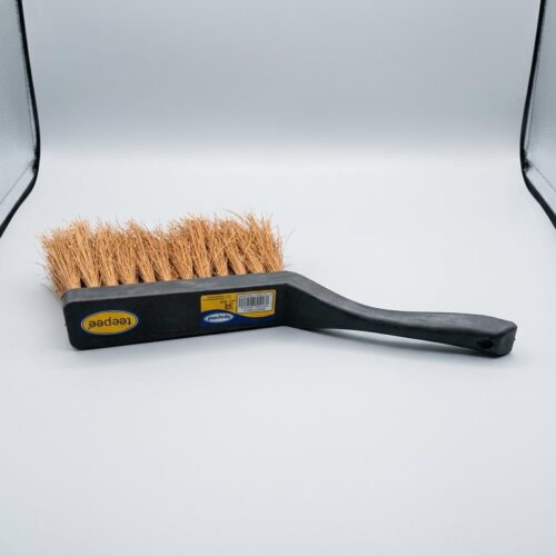 Hand_brush_on_wooden_surface_202608132329 Teepee Heavy-Duty Coco Fiber Hand Brush – Professional Counter Duster & Bench Sweeping Brush with Ergonomic Handle