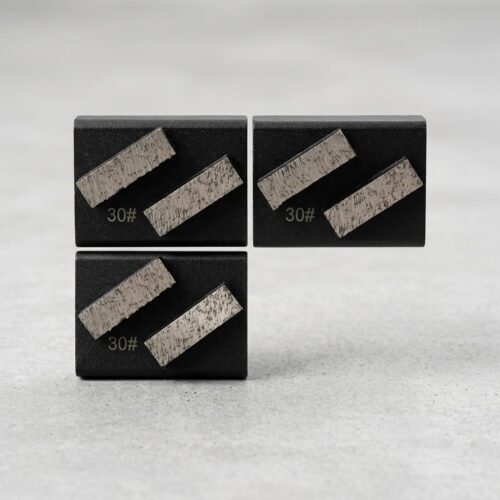 Product_photo_e-commerce_present…_202608132330 30 Grit Double Segment Diamond Grinding Shoes (Pack of 3) – Metal Bond Concrete & Terrazzo Floor Grinding Blocks